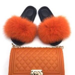 Fur Slides/Purse Set